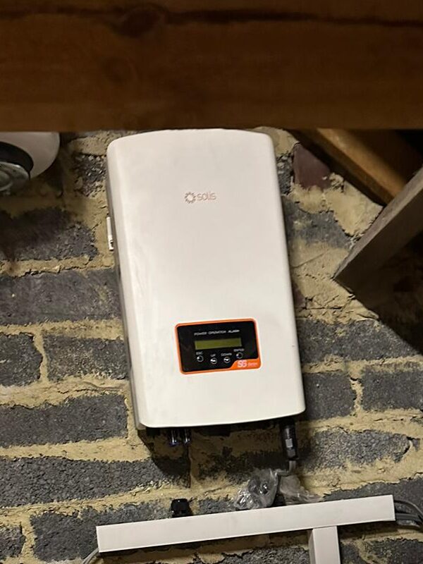 A Solis inverter installed in a customer's loft. 